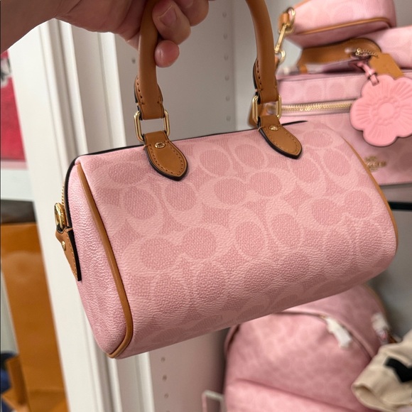 NWT Coach Pink and Tan Satchel MINI ROWAN - Picture 13 of 16